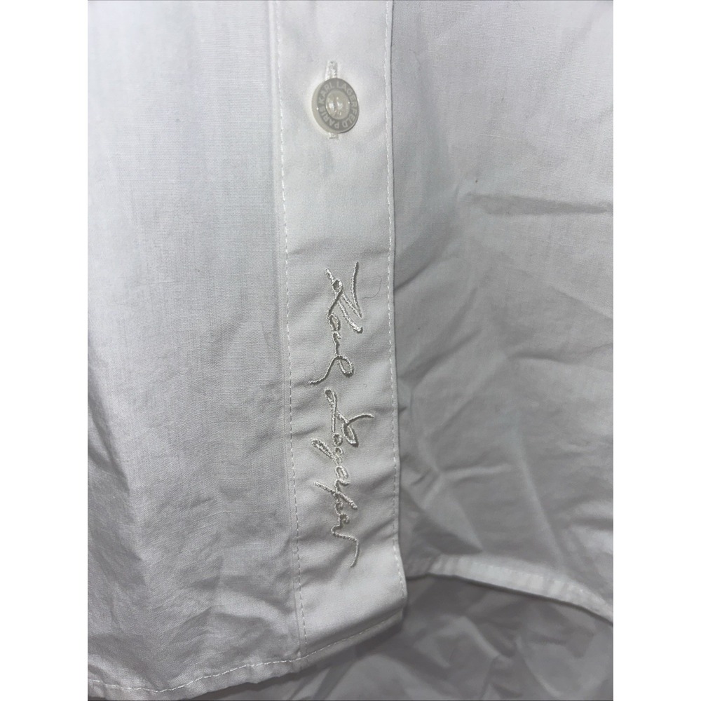 Karl Lagerfeld Paris Button Down Shirt Blouse Size M 100% Cotton Dress Lg Sleeve - Picture 3 of 9